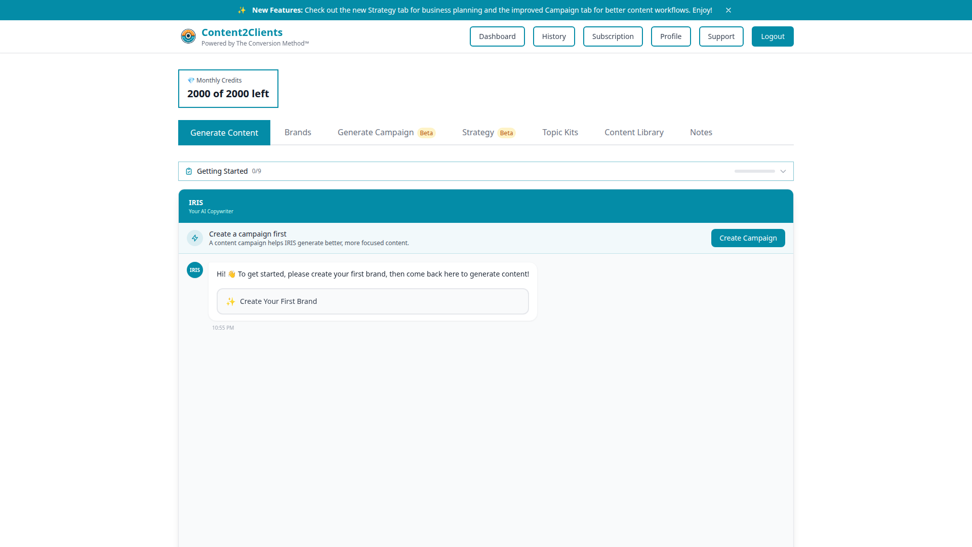 Content2Clients Dashboard